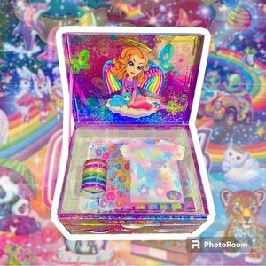 Vintage 90s Lisa Frank Angel Girl Stationary Box Stamps Pencil Cards Jewelry Box